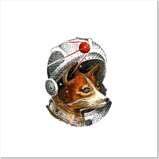 Dogs being man's best friend, The first cosmonaut,  Strelkaa, Space, Galaxy, Universe, Print Art Posters and Art